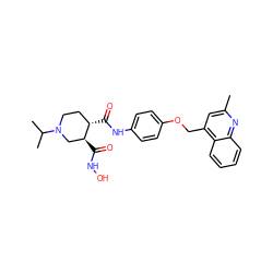 Cc1cc(COc2ccc(NC(=O)[C@H]3CCN(C(C)C)C[C@@H]3C(=O)NO)cc2)c2ccccc2n1 ZINC000013587725