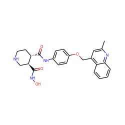 Cc1cc(COc2ccc(NC(=O)[C@H]3CCNC[C@@H]3C(=O)NO)cc2)c2ccccc2n1 ZINC000013587724