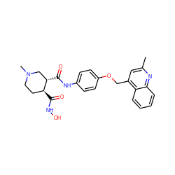 Cc1cc(COc2ccc(NC(=O)[C@H]3CN(C)CC[C@@H]3C(=O)NO)cc2)c2ccccc2n1 ZINC000013587728