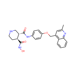 Cc1cc(COc2ccc(NC(=O)[C@H]3CNCC[C@@H]3C(=O)NO)cc2)c2ccccc2n1 ZINC000013587727