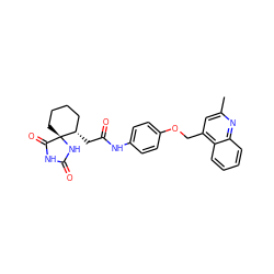 Cc1cc(COc2ccc(NC(=O)C[C@H]3CCCC[C@]34NC(=O)NC4=O)cc2)c2ccccc2n1 ZINC000028898196