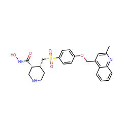 Cc1cc(COc2ccc(S(=O)(=O)C[C@@H]3CCNC[C@@H]3C(=O)NO)cc2)c2ccccc2n1 ZINC000028354539