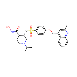 Cc1cc(COc2ccc(S(=O)(=O)C[C@@H]3CN(C(C)C)CC[C@@H]3C(=O)NO)cc2)c2ccccc2n1 ZINC000001490836