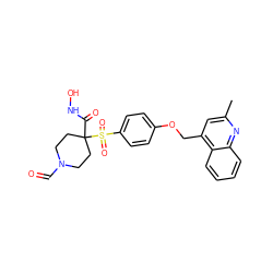 Cc1cc(COc2ccc(S(=O)(=O)C3(C(=O)NO)CCN(C=O)CC3)cc2)c2ccccc2n1 ZINC000040954315