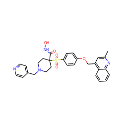 Cc1cc(COc2ccc(S(=O)(=O)C3(C(=O)NO)CCN(Cc4ccncc4)CC3)cc2)c2ccccc2n1 ZINC000042891321