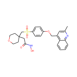 Cc1cc(COc2ccc(S(=O)(=O)CC3(CC(=O)NO)CCOCC3)cc2)c2ccccc2n1 ZINC000028372217