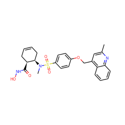 Cc1cc(COc2ccc(S(=O)(=O)N(C)[C@@H]3CC=CC[C@@H]3C(=O)NO)cc2)c2ccccc2n1 ZINC000036480239