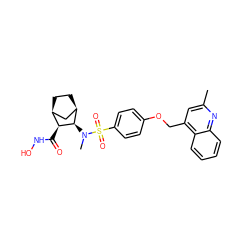 Cc1cc(COc2ccc(S(=O)(=O)N(C)[C@H]3[C@@H](C(=O)NO)[C@H]4CC[C@@H]3C4)cc2)c2ccccc2n1 ZINC000036479646