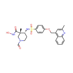 Cc1cc(COc2ccc(S(=O)(=O)N[C@@H]3CCN(C=O)C[C@]3(C)C(=O)NO)cc2)c2ccccc2n1 ZINC000144808830