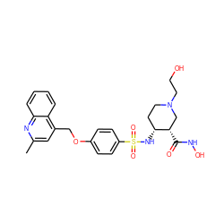 Cc1cc(COc2ccc(S(=O)(=O)N[C@@H]3CCN(CCO)C[C@@H]3C(=O)NO)cc2)c2ccccc2n1 ZINC000036486838