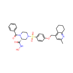 Cc1cc(COc2ccc(S(=O)(=O)N3CCN(C(=O)c4ccccc4)[C@@H](C(=O)NO)C3)cc2)c2c(n1)CCCC2 ZINC001772648871