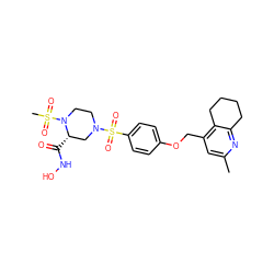 Cc1cc(COc2ccc(S(=O)(=O)N3CCN(S(C)(=O)=O)[C@@H](C(=O)NO)C3)cc2)c2c(n1)CCCC2 ZINC001772610315