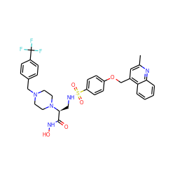 Cc1cc(COc2ccc(S(=O)(=O)NC[C@@H](C(=O)NO)N3CCN(Cc4ccc(C(F)(F)F)cc4)CC3)cc2)c2ccccc2n1 ZINC000164448951