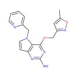 Cc1cc(COc2nc(N)nc3ccn(Cc4ccccn4)c23)no1 ZINC000222061363