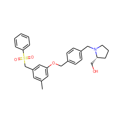 Cc1cc(CS(=O)(=O)c2ccccc2)cc(OCc2ccc(CN3CCC[C@@H]3CO)cc2)c1 ZINC000094568743