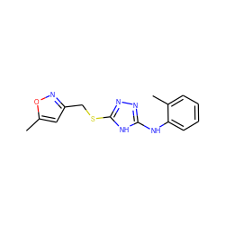 Cc1cc(CSc2nnc(Nc3ccccc3C)[nH]2)no1 ZINC000014964096