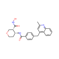 Cc1cc(Cc2ccc(C(=O)N[C@@H]3CCOC[C@@H]3C(=O)NO)cc2)c2ccccc2n1 ZINC000028821959