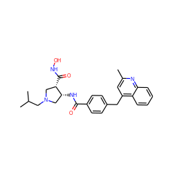 Cc1cc(Cc2ccc(C(=O)N[C@@H]3CN(CC(C)C)C[C@@H]3C(=O)NO)cc2)c2ccccc2n1 ZINC000028821950