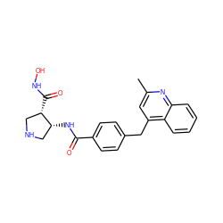 Cc1cc(Cc2ccc(C(=O)N[C@@H]3CNC[C@@H]3C(=O)NO)cc2)c2ccccc2n1 ZINC000028821948