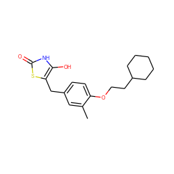 Cc1cc(Cc2sc(=O)[nH]c2O)ccc1OCCC1CCCCC1 ZINC000169700822