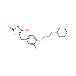 Cc1cc(Cc2sc(=O)[nH]c2O)ccc1OCCCC1CCCCC1 ZINC000169700826