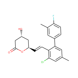 Cc1cc(Cl)c(/C=C/[C@@H]2C[C@@H](O)CC(=O)O2)c(-c2ccc(F)c(C)c2)c1 ZINC000029481424