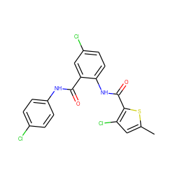 Cc1cc(Cl)c(C(=O)Nc2ccc(Cl)cc2C(=O)Nc2ccc(Cl)cc2)s1 ZINC000014963652