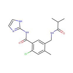 Cc1cc(Cl)c(C(=O)Nc2ncc[nH]2)cc1CNC(=O)C(C)C ZINC000168718683