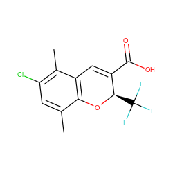 Cc1cc(Cl)c(C)c2c1O[C@H](C(F)(F)F)C(C(=O)O)=C2 ZINC000064550047