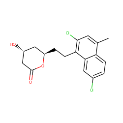 Cc1cc(Cl)c(CC[C@@H]2C[C@@H](O)CC(=O)O2)c2cc(Cl)ccc12 ZINC000027871034