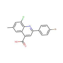 Cc1cc(Cl)c2nc(-c3ccc(Br)cc3)cc(C(=O)O)c2c1 ZINC000027624555