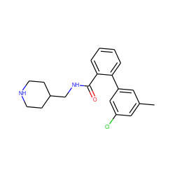 Cc1cc(Cl)cc(-c2ccccc2C(=O)NCC2CCNCC2)c1 ZINC000049036730