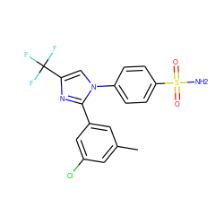 Cc1cc(Cl)cc(-c2nc(C(F)(F)F)cn2-c2ccc(S(N)(=O)=O)cc2)c1 ZINC000003814613