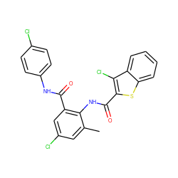 Cc1cc(Cl)cc(C(=O)Nc2ccc(Cl)cc2)c1NC(=O)c1sc2ccccc2c1Cl ZINC000013487499