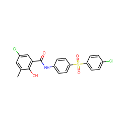 Cc1cc(Cl)cc(C(=O)Nc2ccc(S(=O)(=O)c3ccc(Cl)cc3)cc2)c1O ZINC000299857458