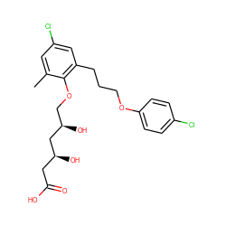 Cc1cc(Cl)cc(CCCOc2ccc(Cl)cc2)c1OC[C@@H](O)C[C@@H](O)CC(=O)O ZINC000013824696