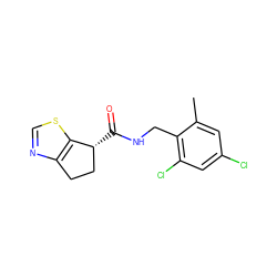 Cc1cc(Cl)cc(Cl)c1CNC(=O)[C@@H]1CCc2ncsc21 ZINC000211887272