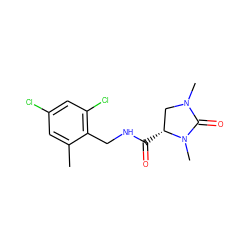 Cc1cc(Cl)cc(Cl)c1CNC(=O)[C@@H]1CN(C)C(=O)N1C ZINC000095565441