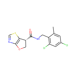 Cc1cc(Cl)cc(Cl)c1CNC(=O)[C@@H]1COc2ncsc21 ZINC000220866666