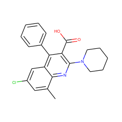 Cc1cc(Cl)cc2c(-c3ccccc3)c(C(=O)O)c(N3CCCCC3)nc12 ZINC000205467398