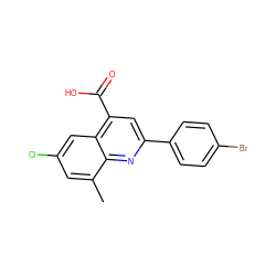 Cc1cc(Cl)cc2c(C(=O)O)cc(-c3ccc(Br)cc3)nc12 ZINC000001490481