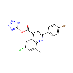 Cc1cc(Cl)cc2c(C(=O)Oc3nnn[nH]3)cc(-c3ccc(Br)cc3)nc12 ZINC000027622289