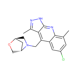 Cc1cc(Cl)cc2c(CN3C[C@H]4C[C@H]3CO4)c3c(C)n[nH]c3nc12 ZINC000254120989