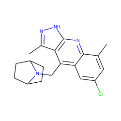 Cc1cc(Cl)cc2c(CN3C4CCC3CC4)c3c(C)n[nH]c3nc12 ZINC000073195809