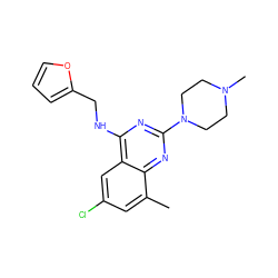 Cc1cc(Cl)cc2c(NCc3ccco3)nc(N3CCN(C)CC3)nc12 ZINC000096903432