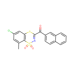 Cc1cc(Cl)cc2c1S(=O)(=O)N=C(C(=O)c1ccc3ccccc3c1)S2 ZINC000033503573