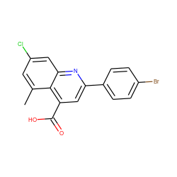 Cc1cc(Cl)cc2nc(-c3ccc(Br)cc3)cc(C(=O)O)c12 ZINC000027620096