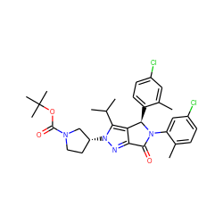 Cc1cc(Cl)ccc1[C@@H]1c2c(nn([C@@H]3CCN(C(=O)OC(C)(C)C)C3)c2C(C)C)C(=O)N1c1cc(Cl)ccc1C ZINC000206112394