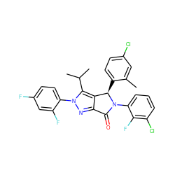Cc1cc(Cl)ccc1[C@@H]1c2c(nn(-c3ccc(F)cc3F)c2C(C)C)C(=O)N1c1cccc(Cl)c1F ZINC000224102061