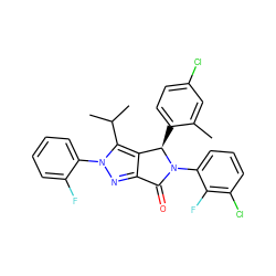 Cc1cc(Cl)ccc1[C@@H]1c2c(nn(-c3ccccc3F)c2C(C)C)C(=O)N1c1cccc(Cl)c1F ZINC000206156104